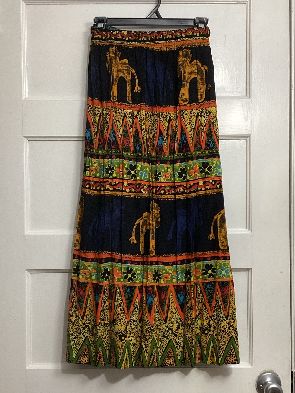 Women's Multicolor Printed Maxi Skirt - Tribal Motif
